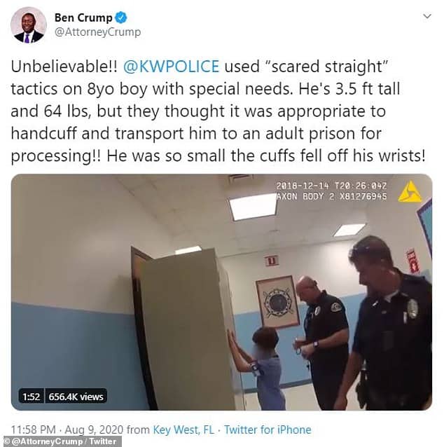 Aunque el incidente tuvo lugar hace dos años, ha provocado indignación esta semana después de que el abogado Ben Crump, que representa a las familias de George Floyd, Breonna Taylor y Ahmaud Arbery, lo compartiera en Twitter, el lunes.